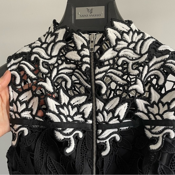 Topshop Floral Embroidered Black/ White Mini Dress - Picture 5 of 16